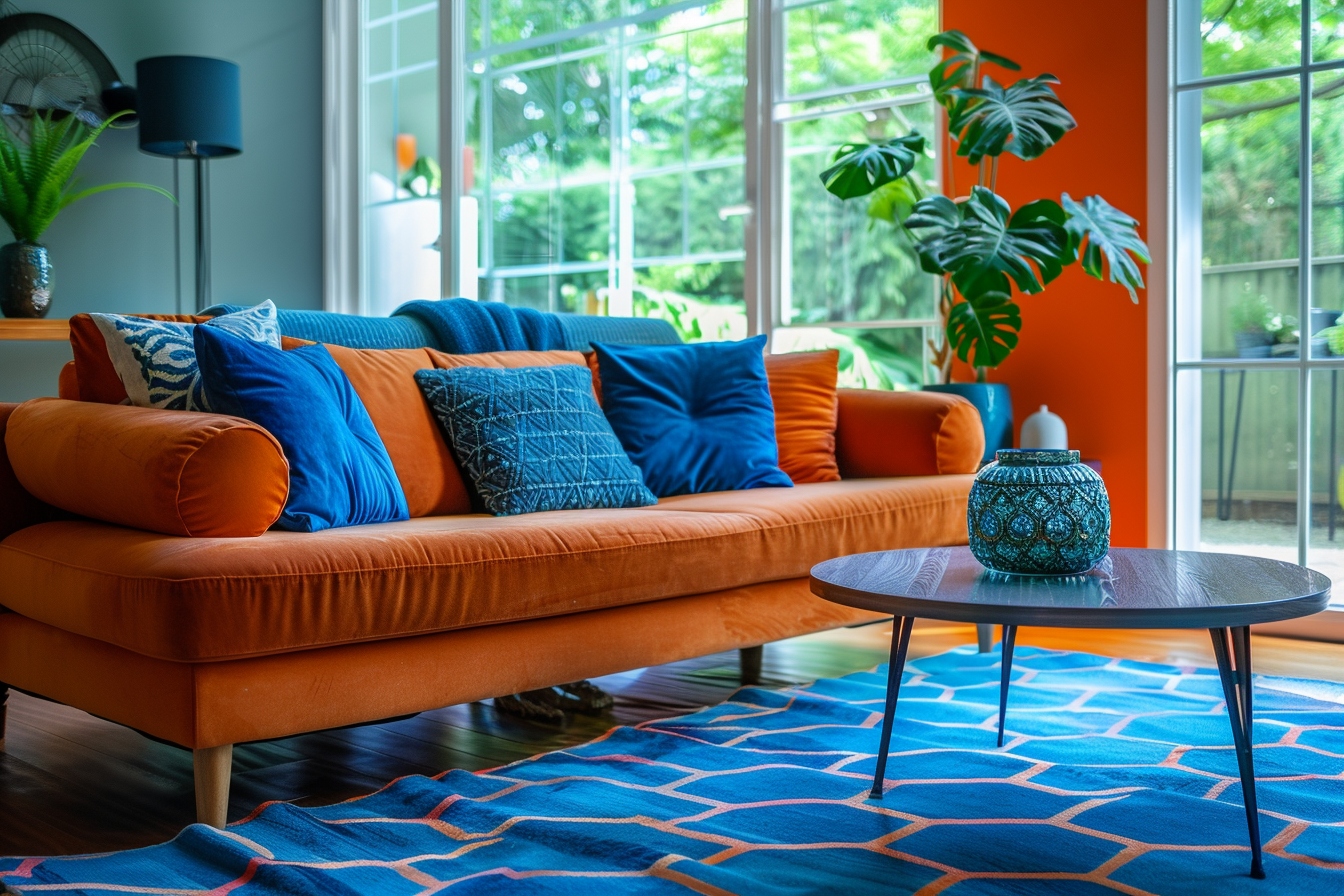 intérieur élégant de maison ouverte avec palette de couleurs harmonisées